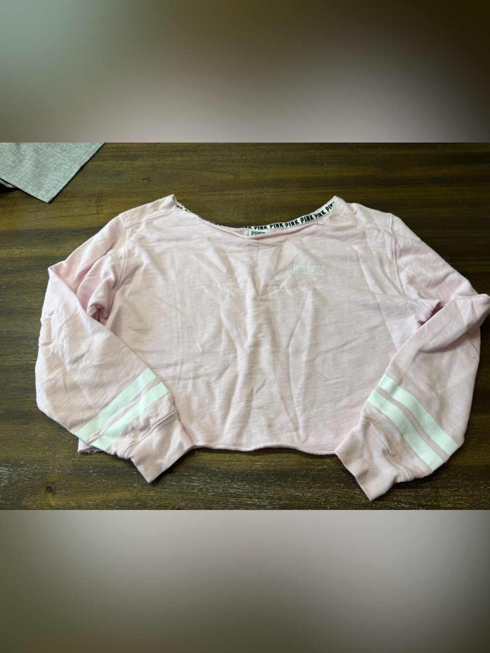 PINK by Victoria's Secret Pale Pink Logo off the shoulder Sweater